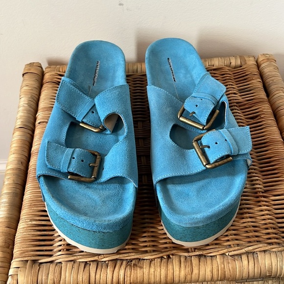 Free People Intentionally Blank Rule Breaker Platform Sandals Suede 40 EU or - Picture 6 of 14